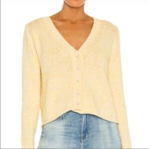 Dannijo Yellow Knit Cardigan Sweater Pearl Buttons Pastel Cottagecore S